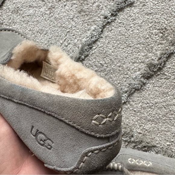 UGG Ansley Slipper gray leather suede sheep fur wool lined 6 - Picture 7 of 12